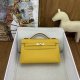 Hermes Kelly Pochette Swift Jaune de naples with Gold Hardware
