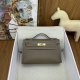 Hermes Kelly Pochette Swift Etoupe with Gold Hardware