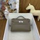 Hermes Kelly Pochette Swift Etoupe with Silver Hardware