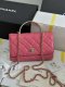 chanel 24b rhinestone handle woc Rose red shiny lambskin gold hardware