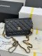 chanel 24a gold coin chain woc black Caviar calfskin gold hardware