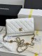 chanel 24a gold coin chain woc white Caviar calfskin gold hardware