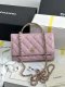 chanel 24a rhinestone handle woc pink shiny lambskin gold hardware