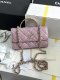 chanel 24a rhinestone handle woc pink shiny lambskin gold hardware small