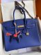 Hermes Birkin 25 30 35 Togo Handbag in Bleu ??lectrique