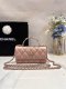 chanel 23k Flower enamel handle woc pink shiny lambskin gold hardware small