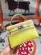 Hermes Mini Kelly II Chevre Handbag in Jaune Citron Silver Haredware Hermes Mini Kelly II Chevre Handbag in Jaune Citron Silver Haredware