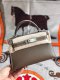 Hermes Mini Kelly II Chevre Handbag in Etoupe Silver Haredware Hermes Mini Kelly II Chevre Handbag in Etoupe Silver Haredware