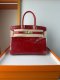 Hermes Birkin 25 Shiny Alligator Crocodile Handbag in Rouge Grenat