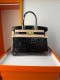Hermes Birkin 25 Shiny Alligator Crocodile Handbag in Black