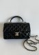 chanel 24k cf mini handle black patent leather gold hardware