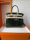 Hermes Birkin 25 Shiny Alligator Crocodile Handbag in Vert Emeraude