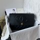 chanel maxi cf black shiny lambskin gold hardwarelarge