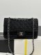 chanel cf black denim sliver hardware