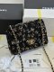 chanel 24s cf black logo sequins gold hardware