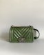 chanel leboy green Caviar Chevron Quilted sliver hardware small