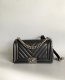 chanel leboy black Caviar Chevron Quilted sliver medium