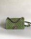 chanel leboy green Caviar Chevron Quilted sliver hardware medium