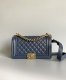 chanel mini leboy navy Caviar Quilted gold hardware medium
