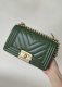 chanel mini leboy green Caviar Chevron Quilted gold hardware small