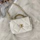 chanel 19 bag white shiny lambskin gold cc gold&sliver hardware small