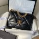 chanel 19 bag black shiny lambskin gold cc gold&sliver hardware small