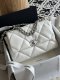 chanel 19 bag white shiny lambskin sliver cc gold&sliver hardware medium