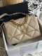 chanel 19 bag apricot shiny lambskin gold cc gold&sliver hardware medium