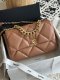 chanel 19 bag caramel shiny lambskin gold cc gold&sliver hardware medium