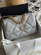 chanel 19 bag grey shiny lambskin gold cc gold&sliver hardware medium