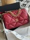 chanel 19 bag jujube redey shiny lambskin gold cc gold&sliver hardware medium
