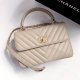 chanel top handle flap bag grey Chevron Quilted Lambskin gold hardware