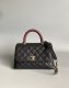 chanel coco handle red bag black grained calfskin gold hardware small
