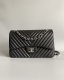 chanel cf black Chevron Quilted lambskin sliver hardware