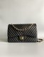 chanel cf black Chevron Quilted lambskin gold hardware