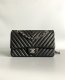 chanel cf black Chevron Quilted lambskin sliver hardware small