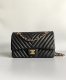 chanel cf black Chevron Quilted lambskin gold hardware small