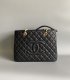 chanel tote bag black grained calfskin gold hardware