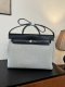 Hermes canvas and leather Herbag Bag Gris Mouette and Black