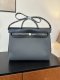 Hermes canvas and leather Herbag Bag Bleu Glacier and Black