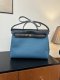 Hermes canvas and leather Herbag Bag Bleu Jean and Black