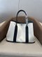 Hermes Garden Party 30 TPM Bicolor Toile Officier Negonda Tote White and Black
