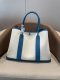 Hermes Garden Party 30 TPM Bicolor Toile Officier Negonda Tote Craie and Bleu Jean
