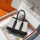 Hermes Garden Party MIni Bicolor Toile Officier Negonda Tote Craie and Black