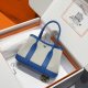 Hermes Garden Party MIni Bicolor Toile Officier Negonda Tote Craie and Bleu Jean