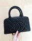 chanel vintage bowling bag black grained calfskin gold hardware