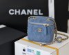 Chanel 22c Vanity Case Golden Ball bag blue denim Gold Hardware Chanel 22c Vanity Case Golden Ball bag blue denim Gold Hardware