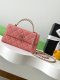 chanel 25a Cross handle horizontal kelly bag pink grained calfskin sliver hardware